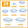 20件套-尺寸图 48pcs luxury food storage container set of high quality - sealed design, BPA free, easy to fasten lid, stackable microwave safe - including 24 containers, 24 lids, free labels, and kitchen storage marker pen