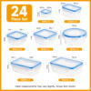 20件套-尺寸图-带尺寸 48pcs luxury food storage container set of high quality - sealed design, BPA free, easy to fasten lid, stackable microwave safe - including 24 containers, 24 lids, free labels, and kitchen storage marker pen